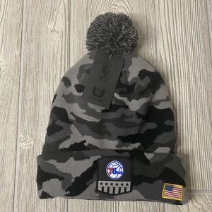 NBA Ultra Game Philadelphia 76ers Pom Beanie Winter Hat Gray Camo One Size NWT